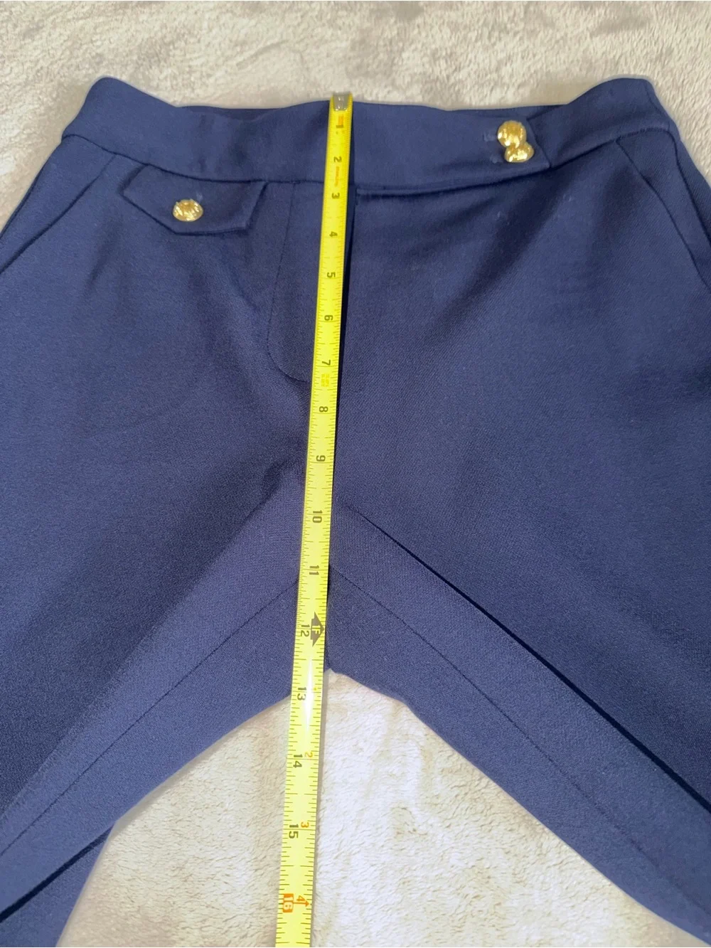Veronica Beard Renzo Crest Button Pant Women’s 6 Navy Cropped Slim Leg Pant